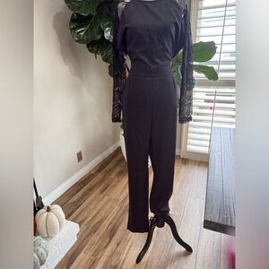 Black Lace Sleeve Jumpsuit